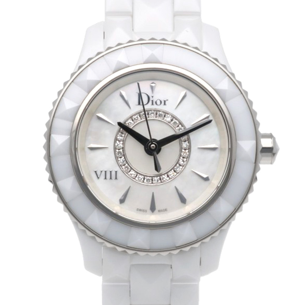 Dior watch, stainless steel, quartz, ladies', diamond, mother-of-pearl dial, ...